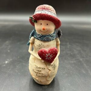 Pavilion Gifts Holiday Snowman Figurine  Red Heart, Birch Hearts 81114 sisters
